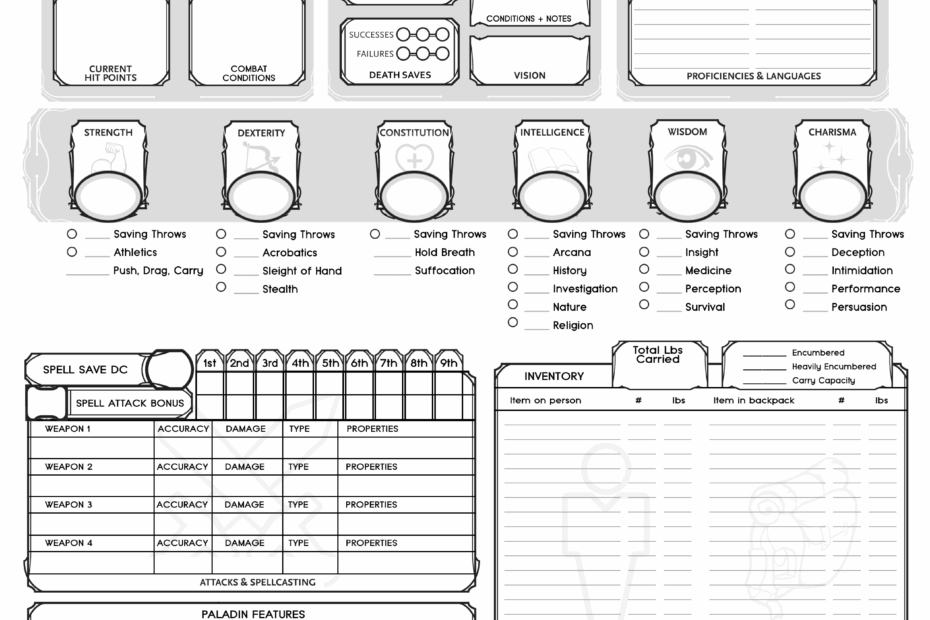 Printable Dnd 5E Character Sheet