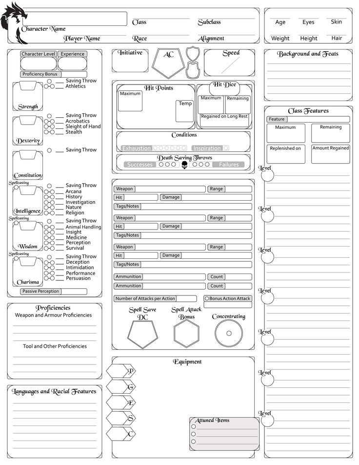 Printable Dnd Character Sheet
