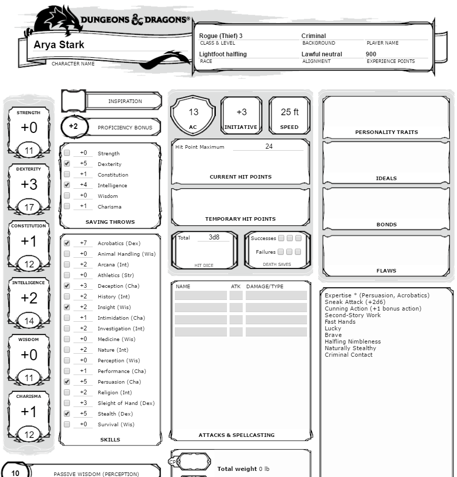 Printable Dnd Character Sheets