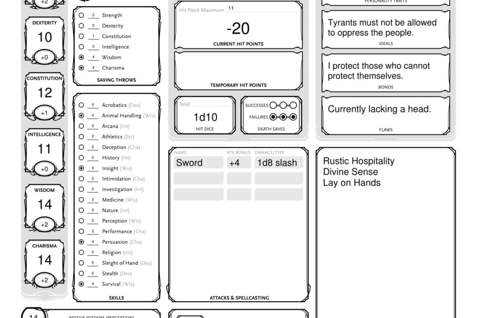 Printable Dungeons And Dragons Character Sheet Calendar Productivity