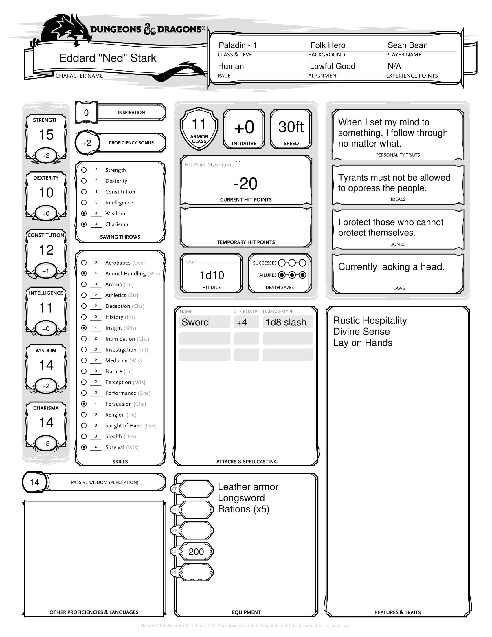 Printable Dungeons And Dragons Character Sheet Calendar Productivity 