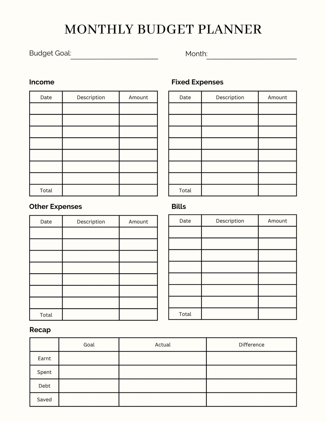 Printable Editable Monthly Budget Sheet For Canva Monthly Etsy Ireland