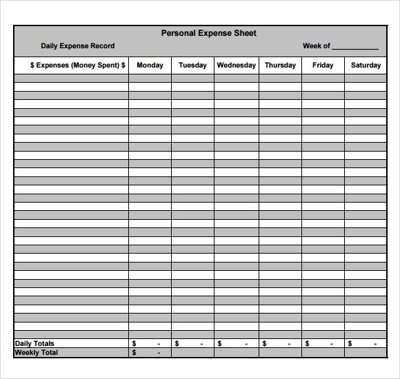 Printable Expense Sheet