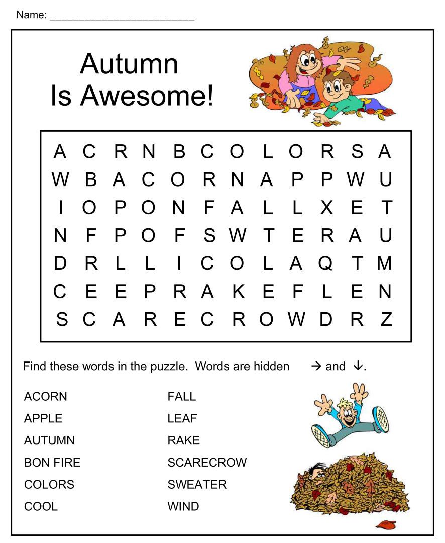 Printable Fall Activity Sheets Printable Fall Activity Sheets