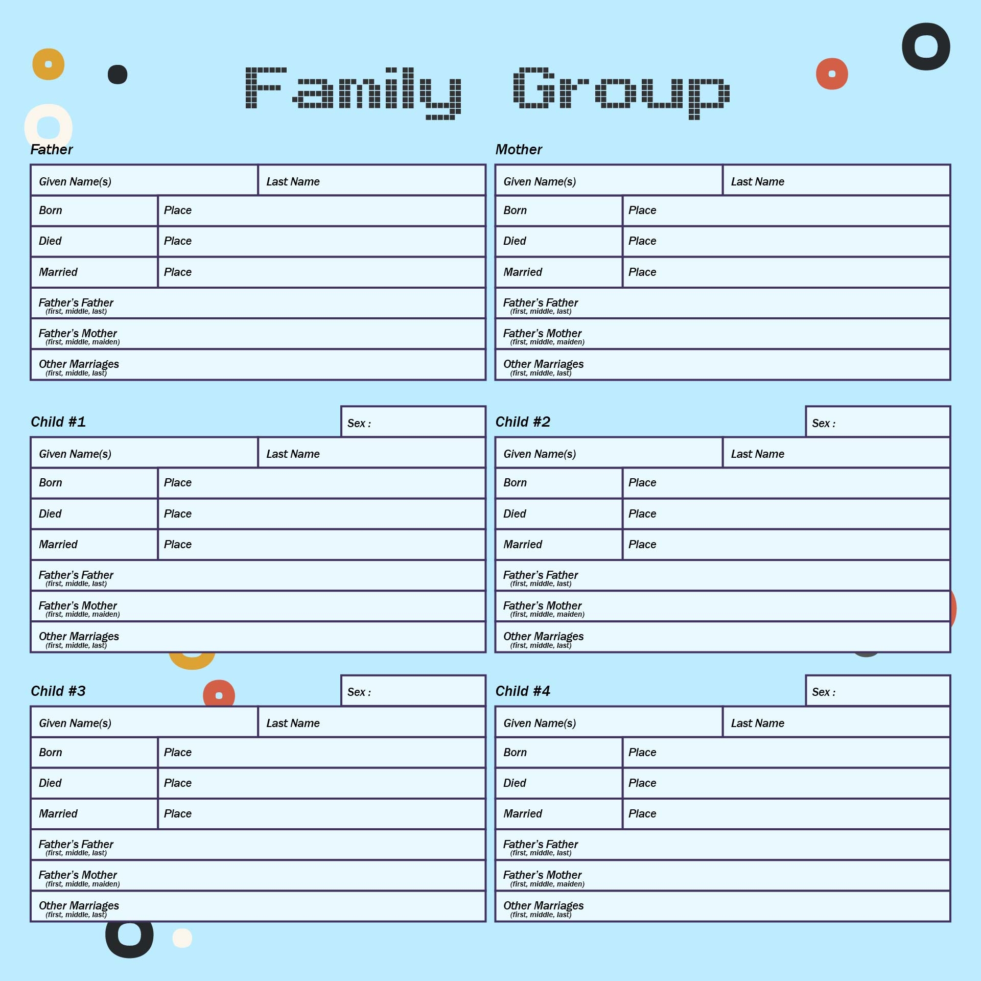 Printable Family Tree Sheets Printable Forms Free Online