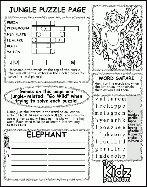 Printable Fun Activity Sheets