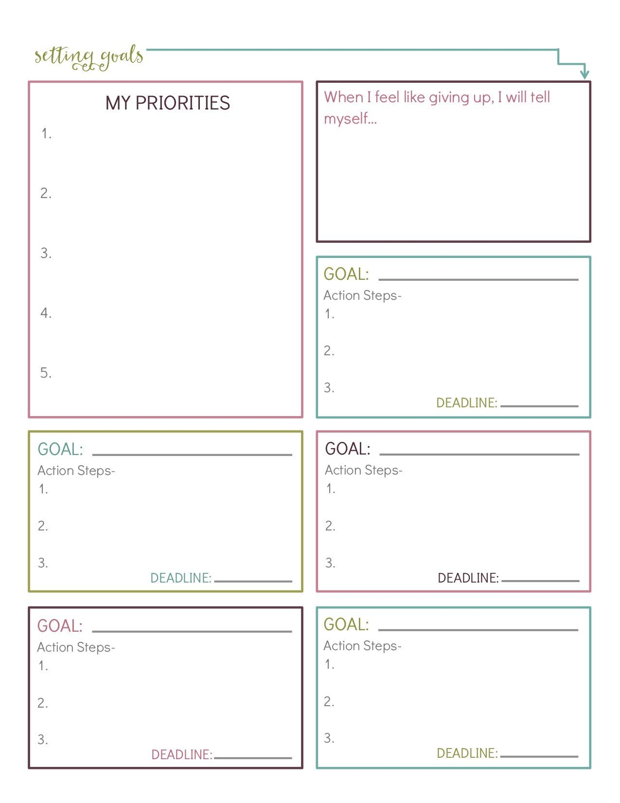 Printable Goal Setting Sheets
