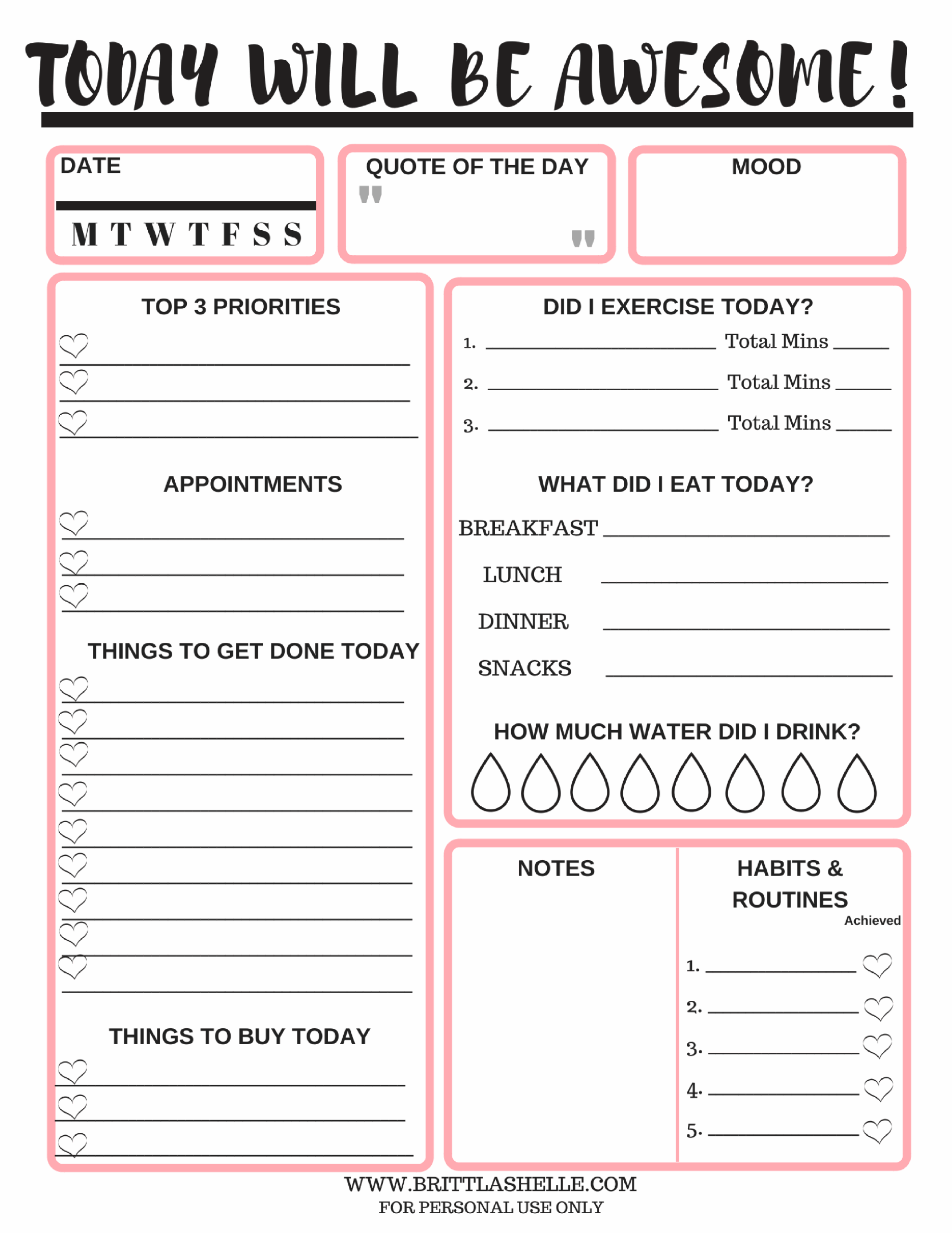 Printable Goal Setting Sheets