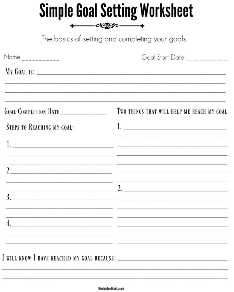 Printable Goal Setting Sheets