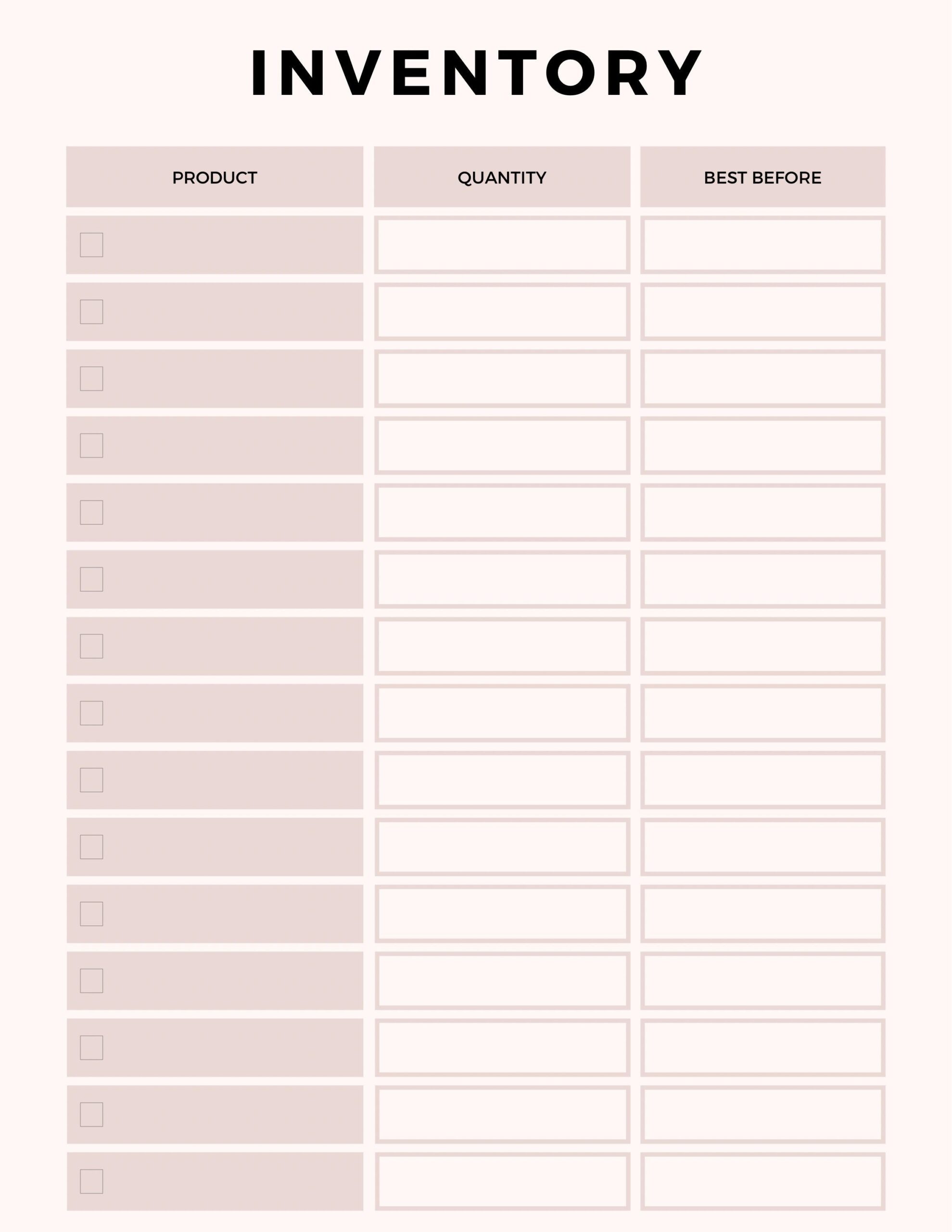 Printable Inventory Management Form Inventory Sheet Inventory List 