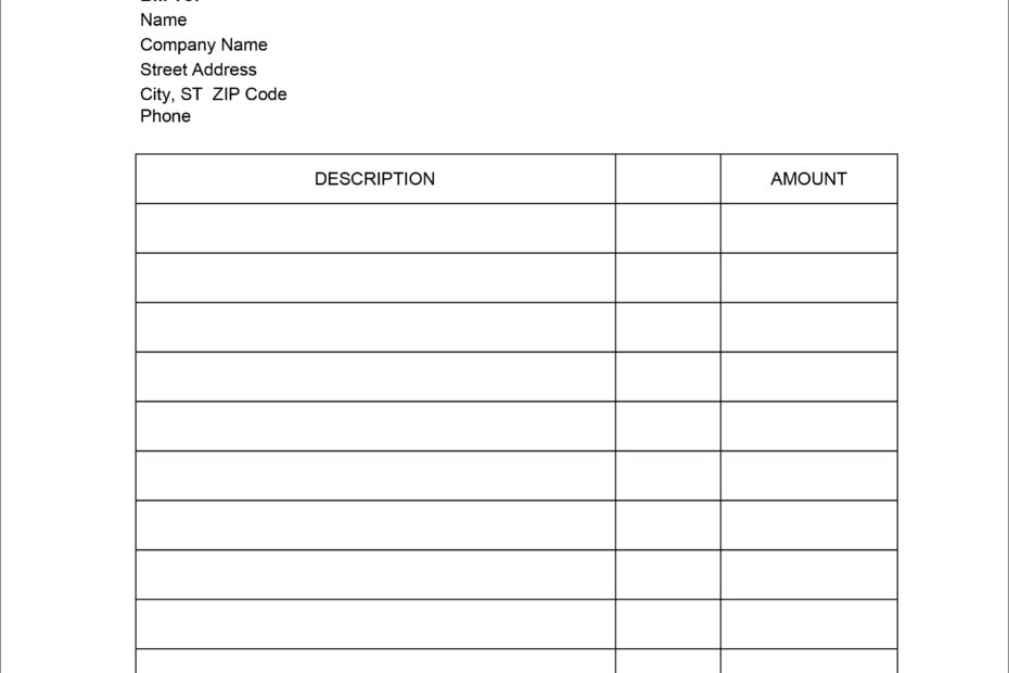 Printable Invoice Sheet