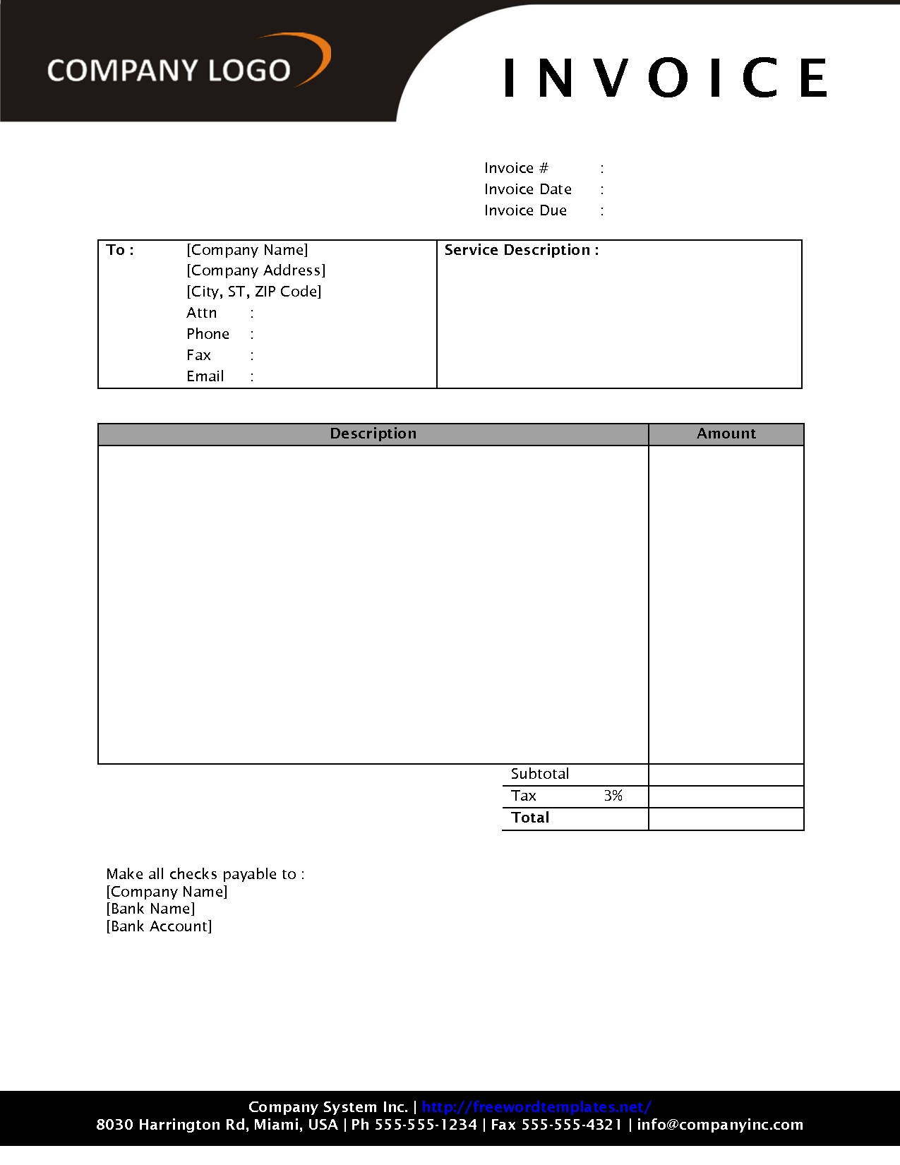 Printable Invoice Sheet