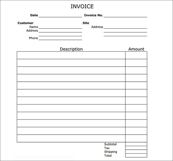 Printable Invoice Sheets Printable Free Templates