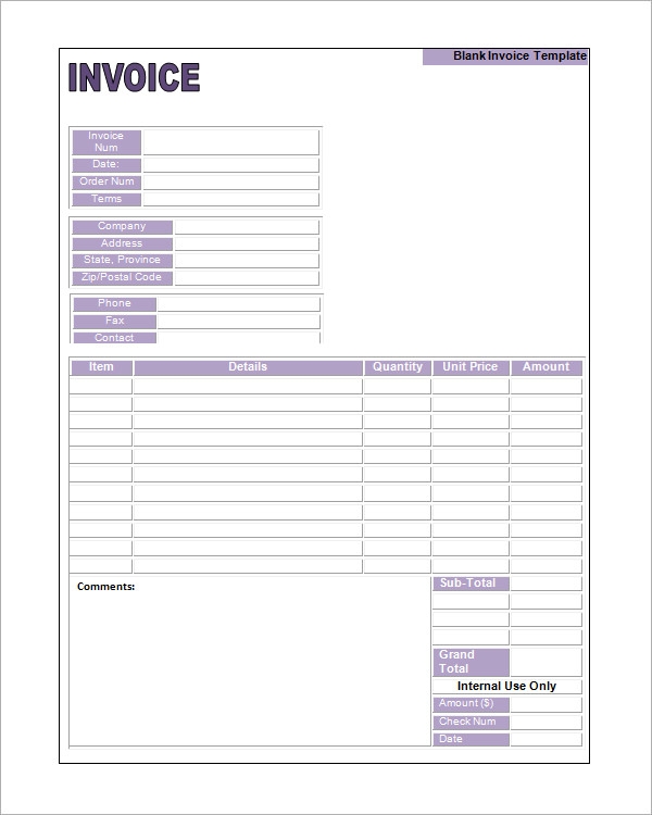 Printable Invoice Sheets Printable Free Templates