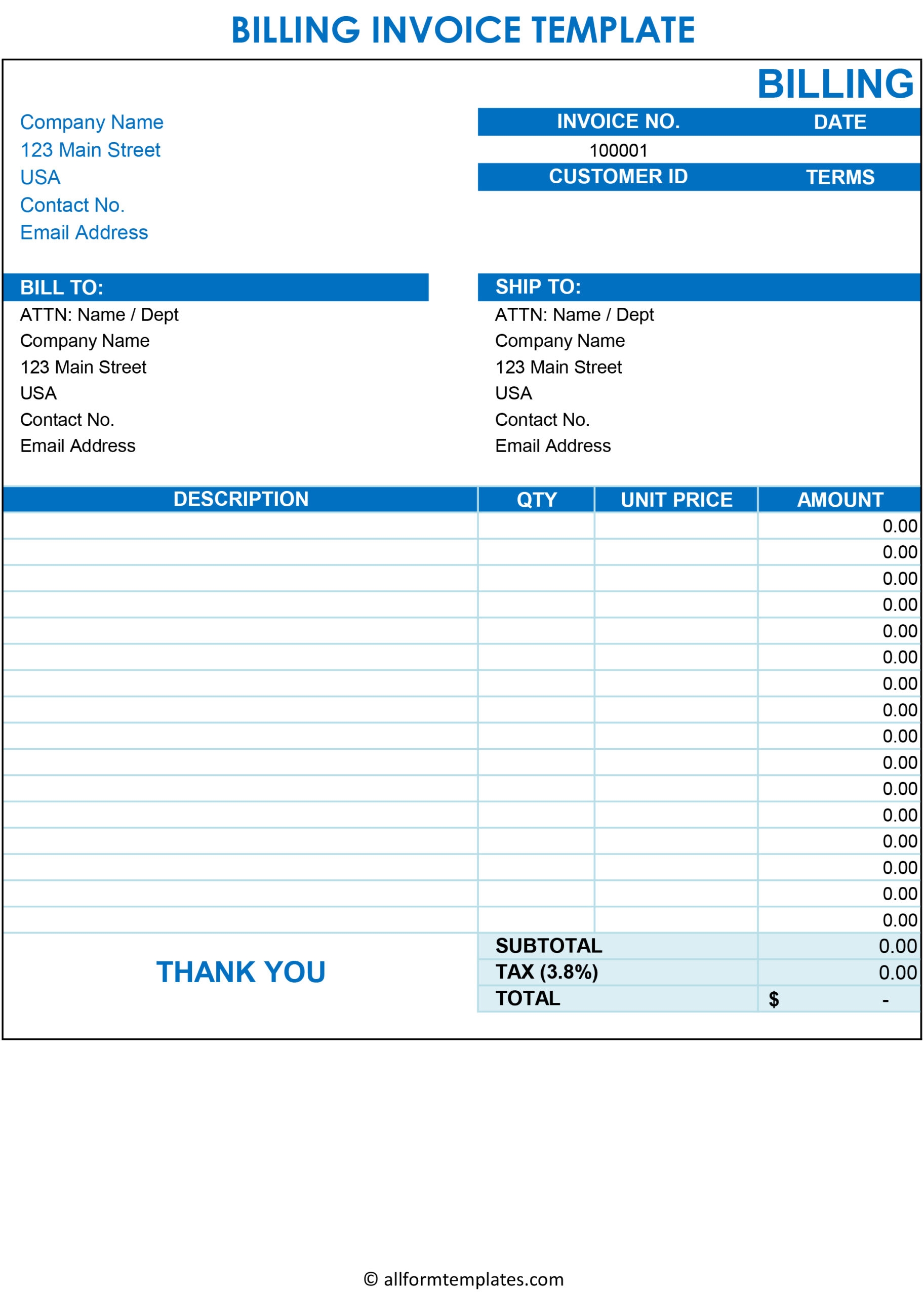 Printable Invoice Statement Form Printable Forms Free Online