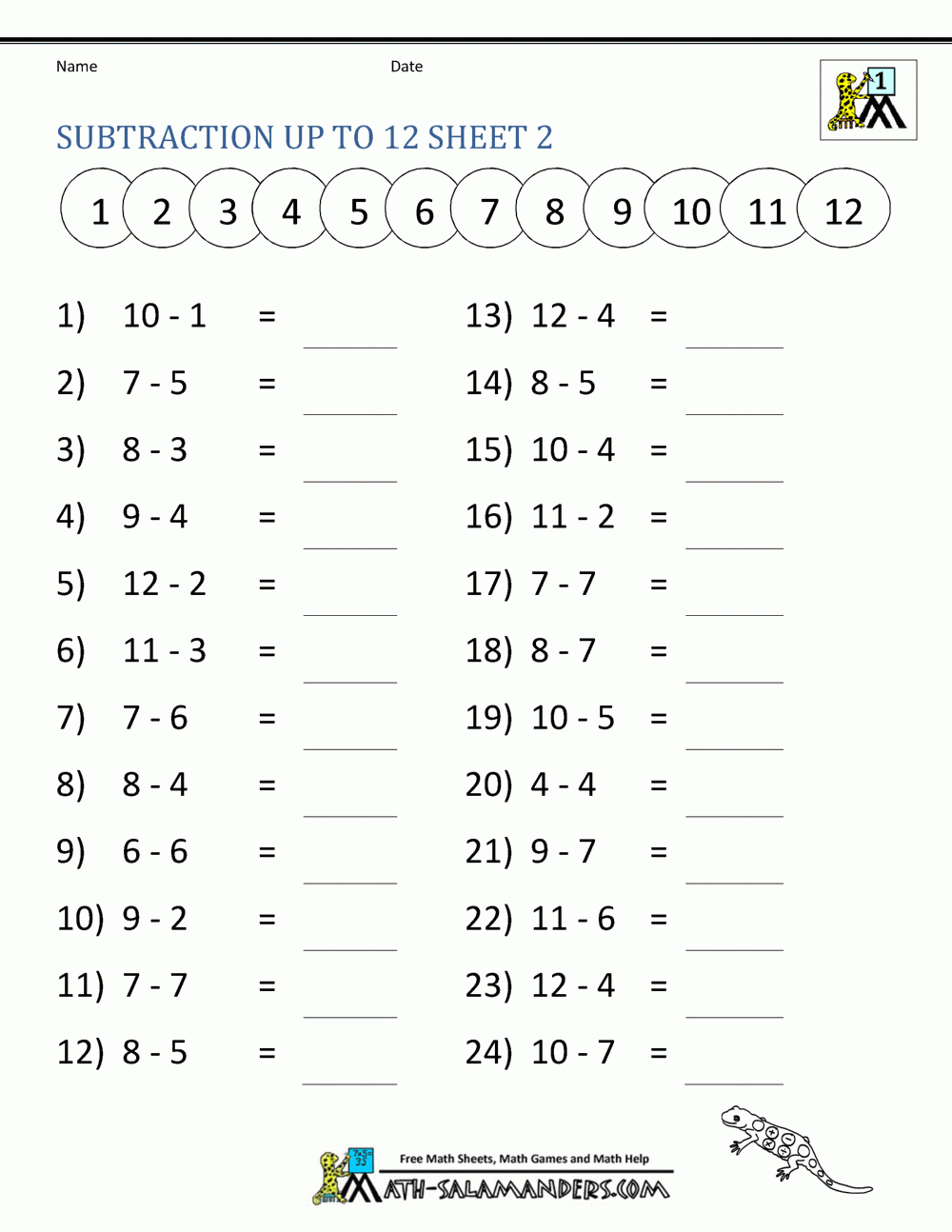 Printable Math Sheets For 1st Grade