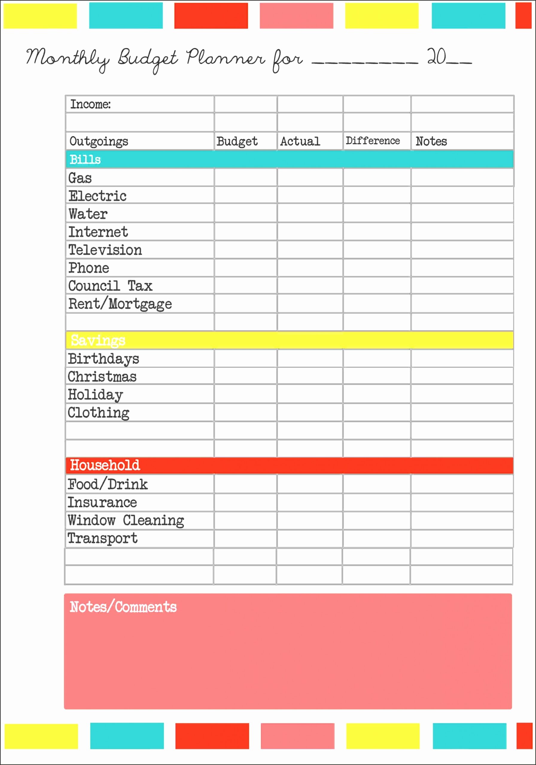 Printable Monthly Budget Planner Template Printable Templates