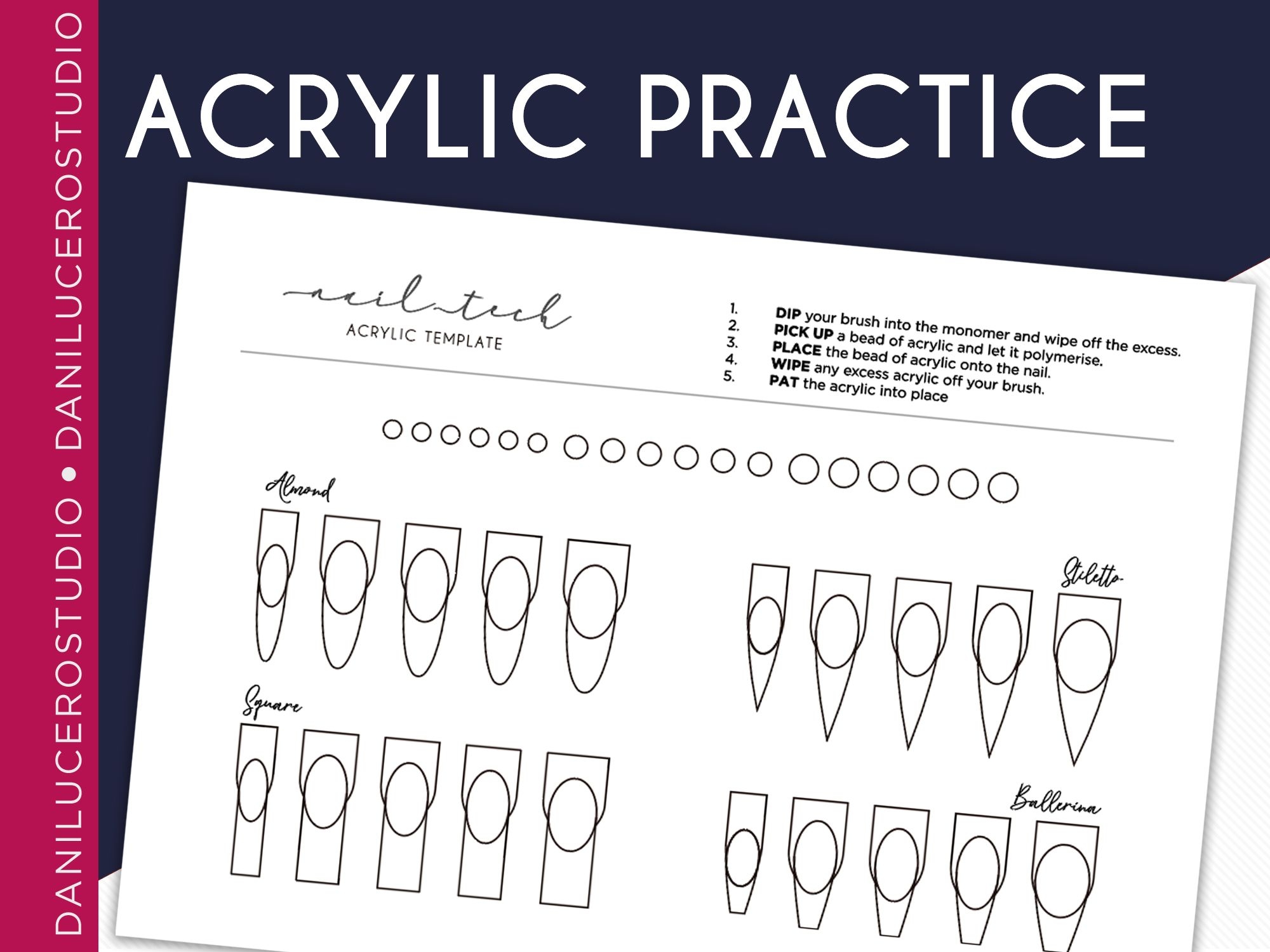 Printable Nail Art Practice Sheet Pdf Acrylic Nail