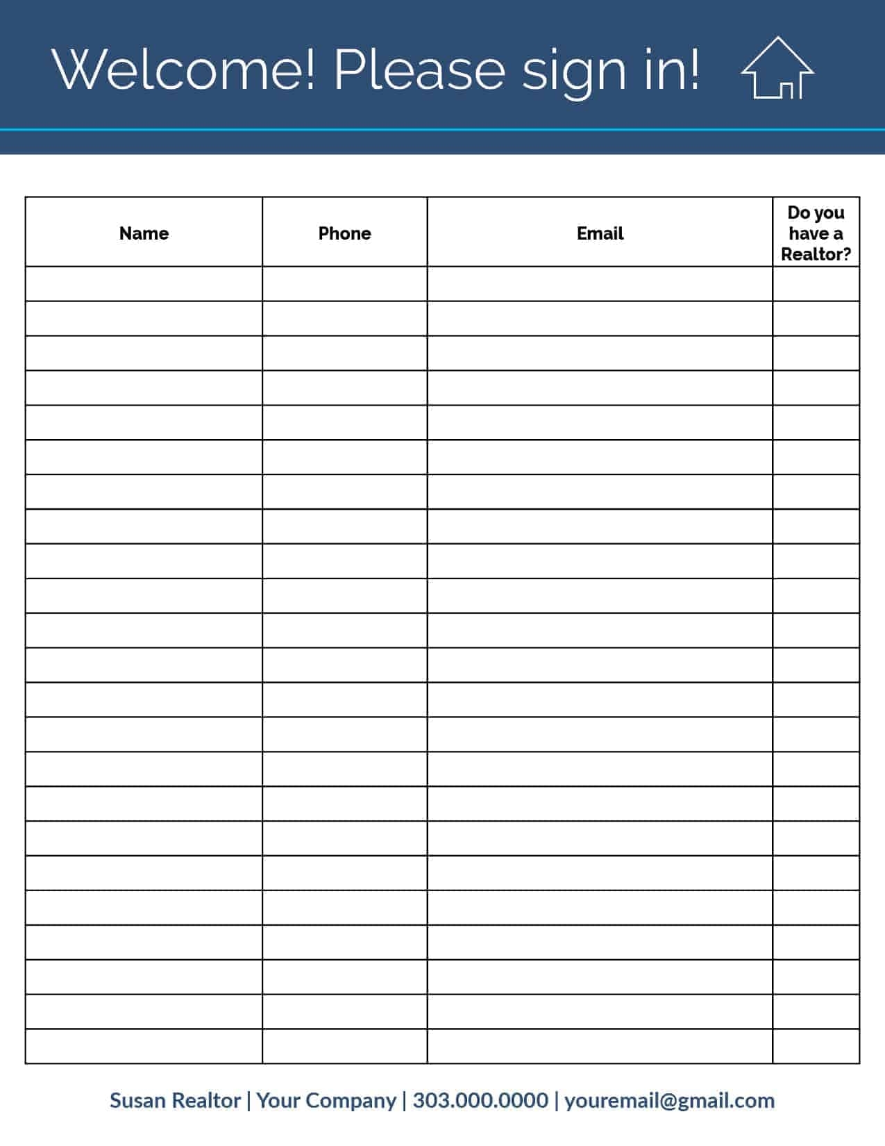 Printable Open House Sign In Sheet Template Printable Templates