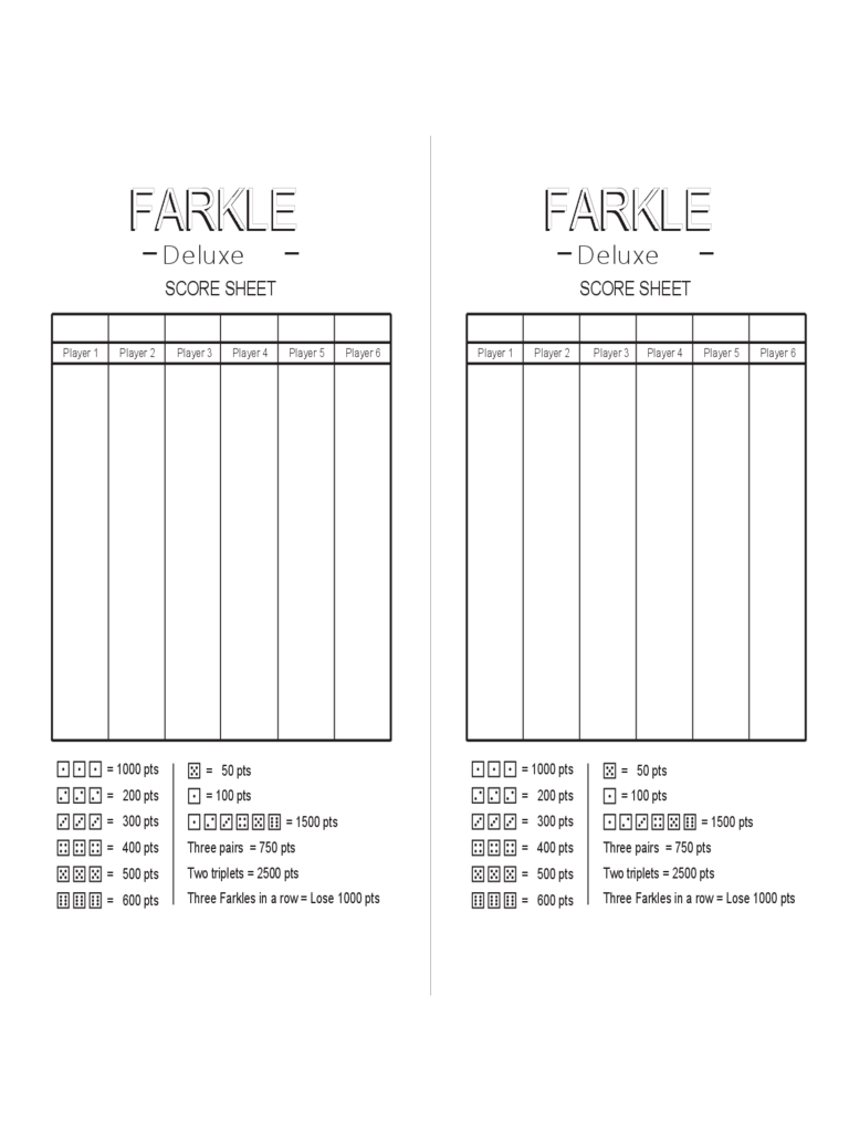 Printable Pdf Printable Farkle Score Sheet Printable Word Searches