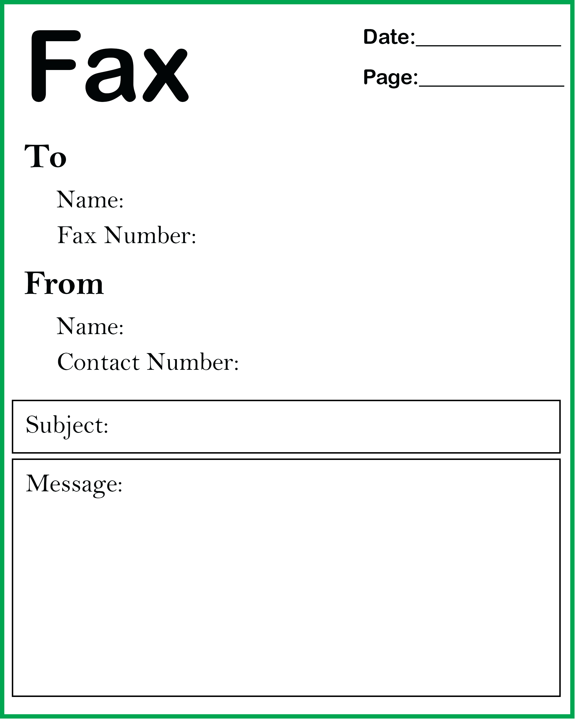 Printable Pdf Printable Fax Cover Sheet