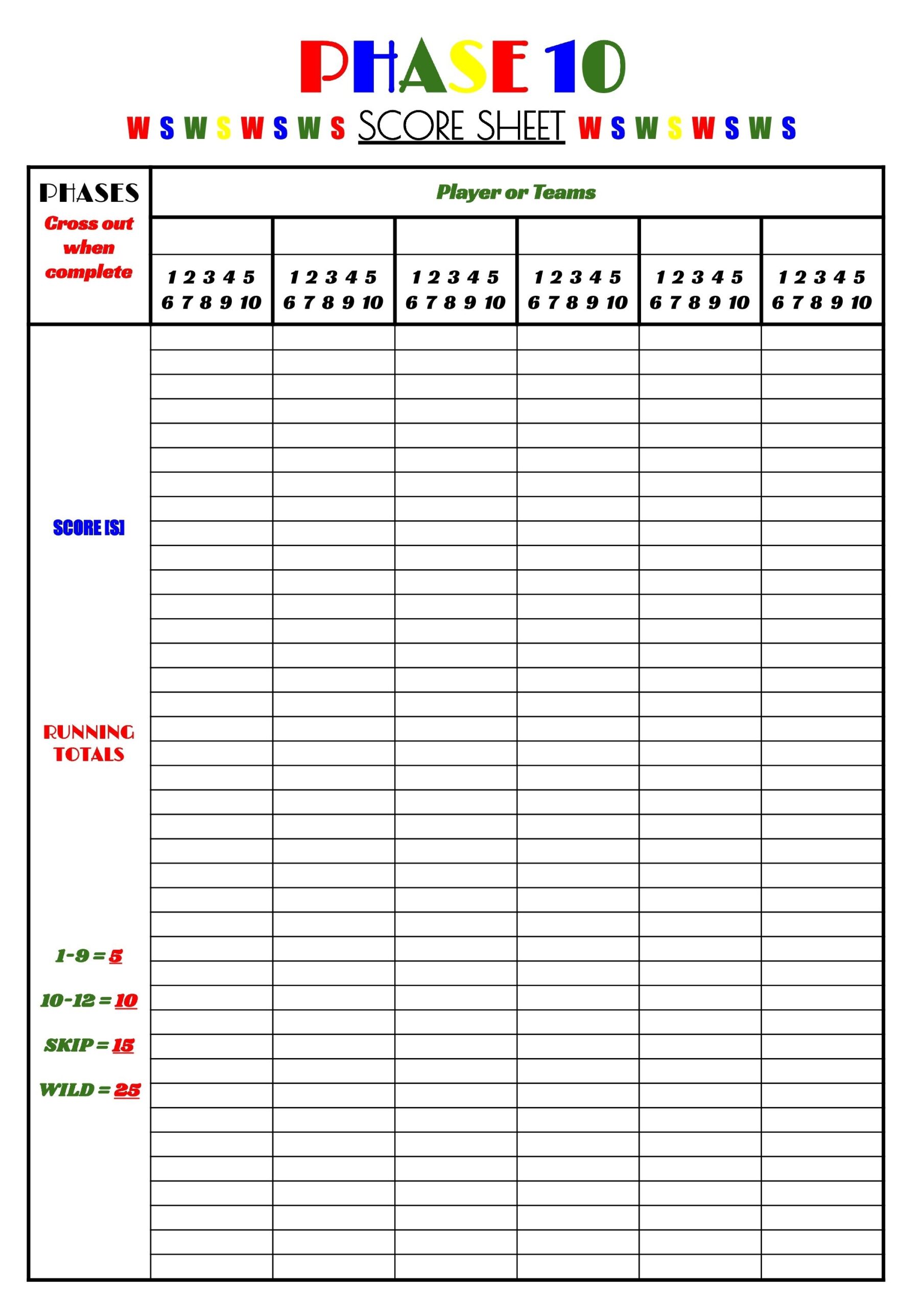 Printable Phase 10 Score Sheet Dev onallcylinders