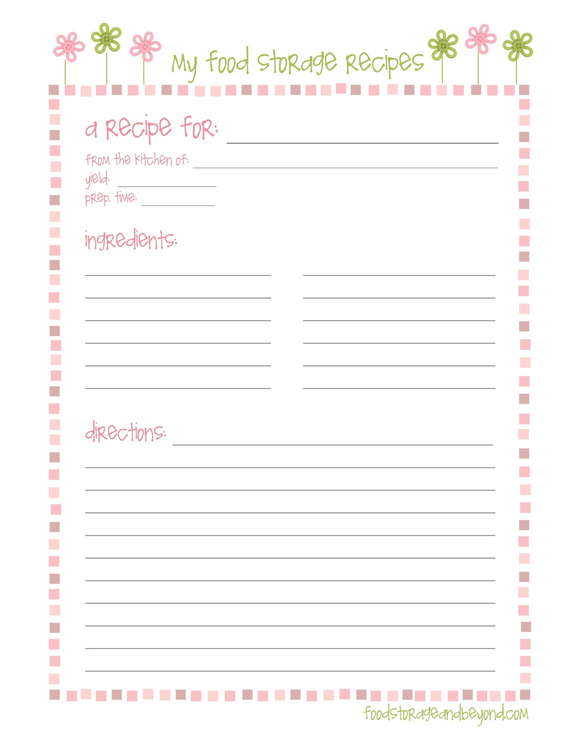 Printable Recipe Sheets