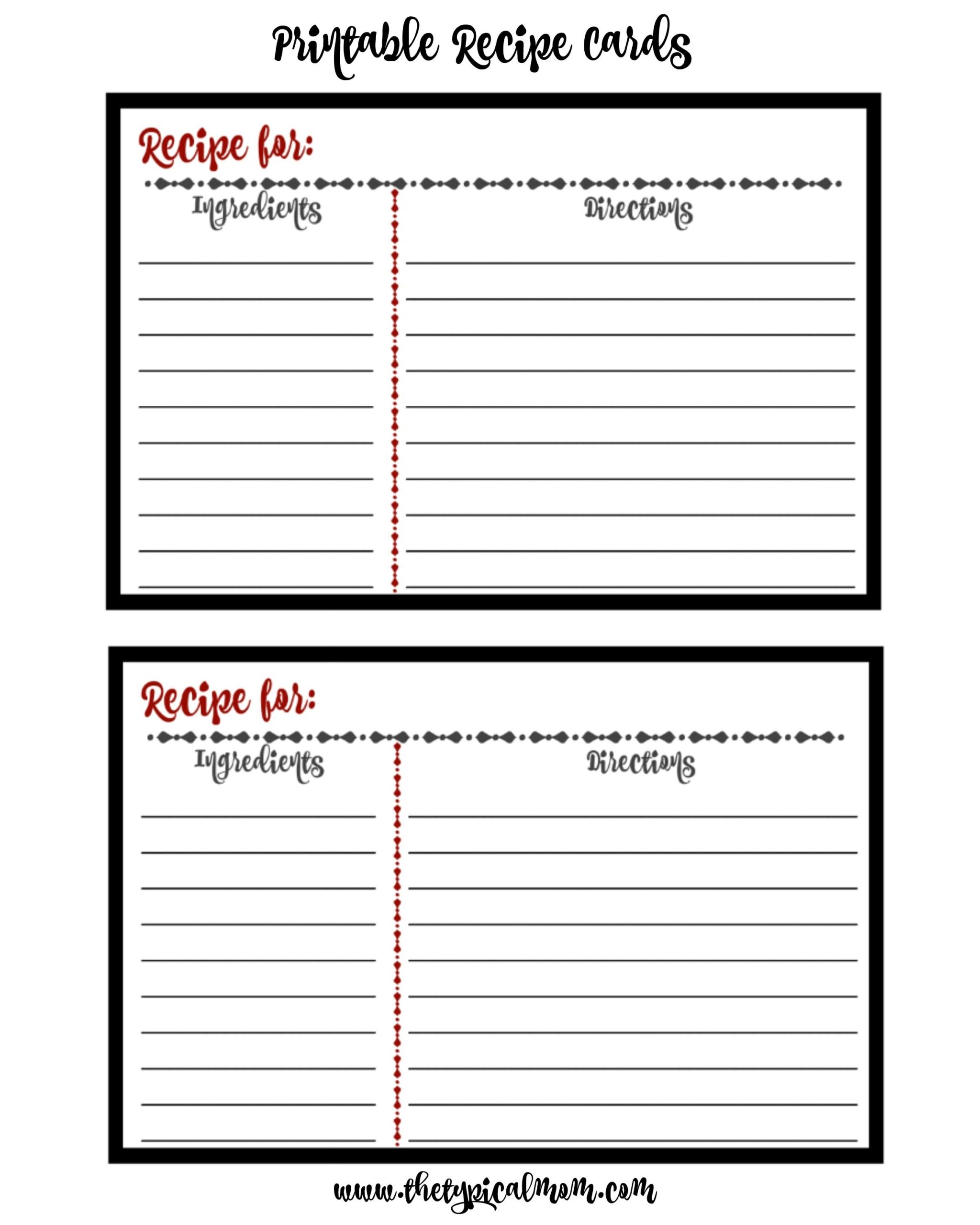 Printable Recipe Sheets