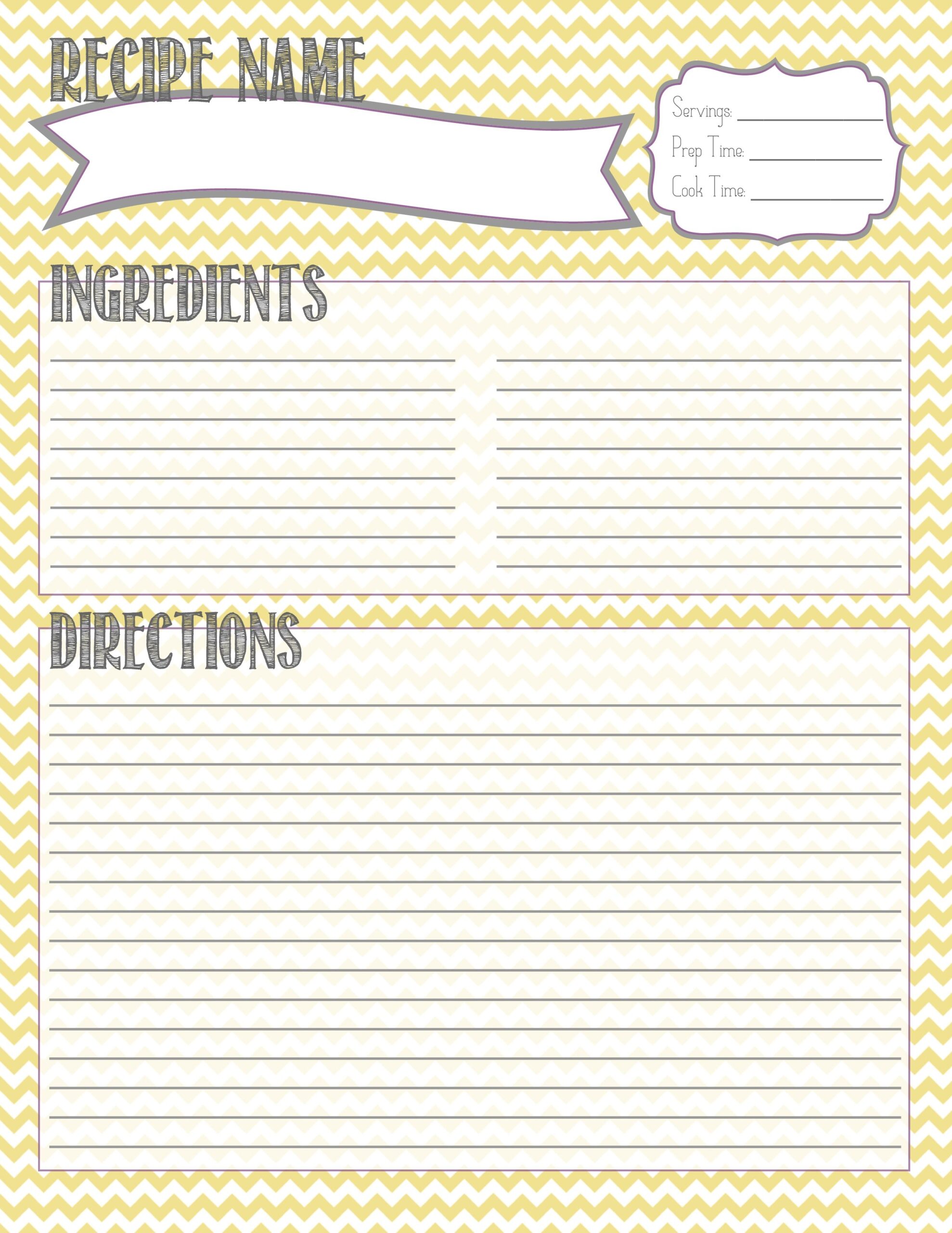 Printable Recipe Sheets Printable Word Searches