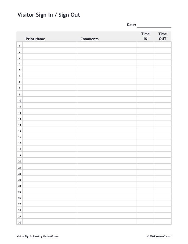Printable Sign Sheets