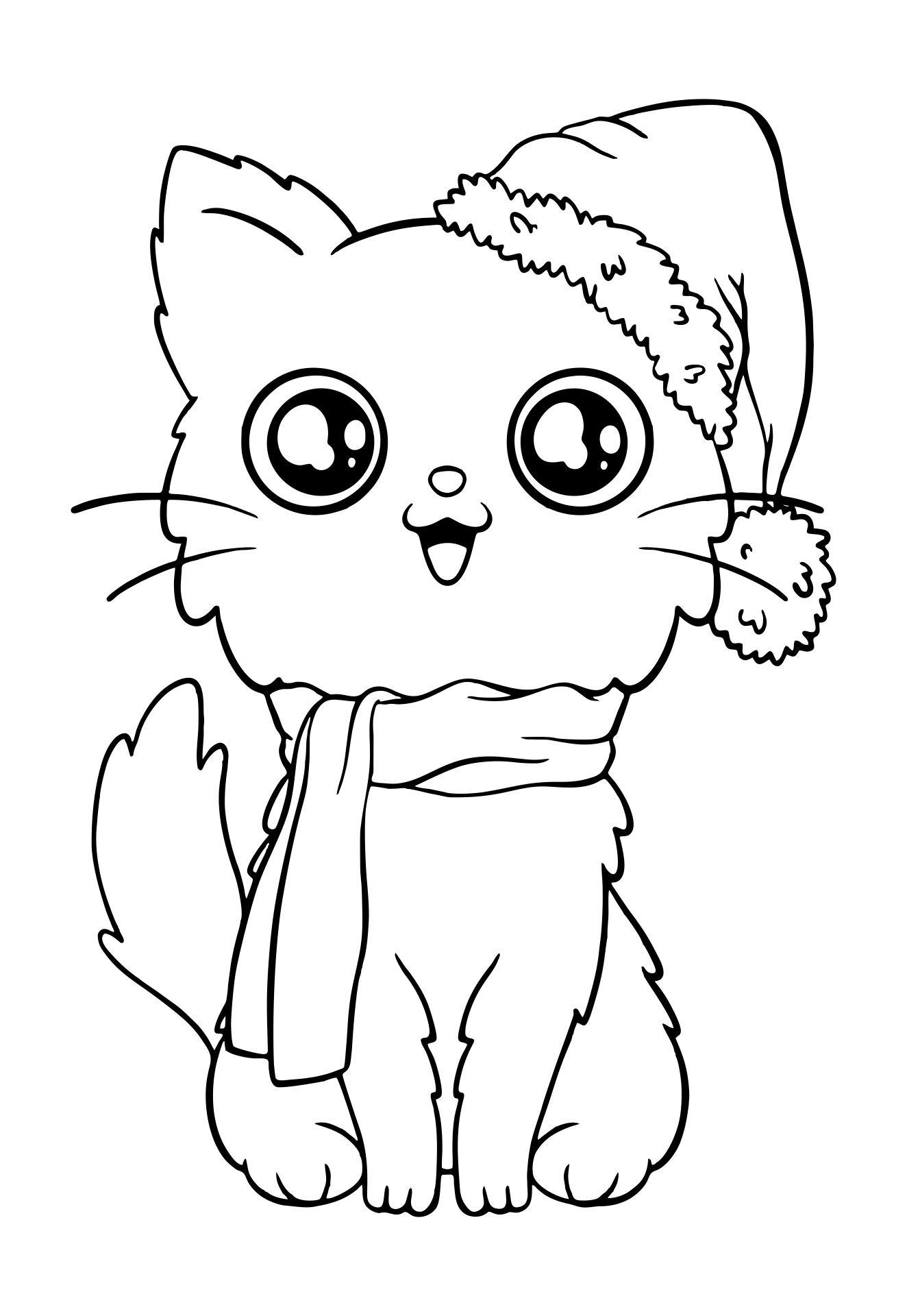 Printable Simple Christmas Kitten Coloring Pages Christmas Coloring 