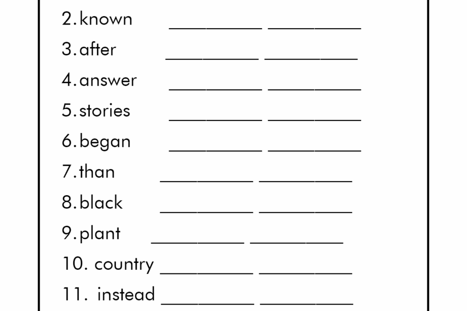 Printable Spelling Sheets