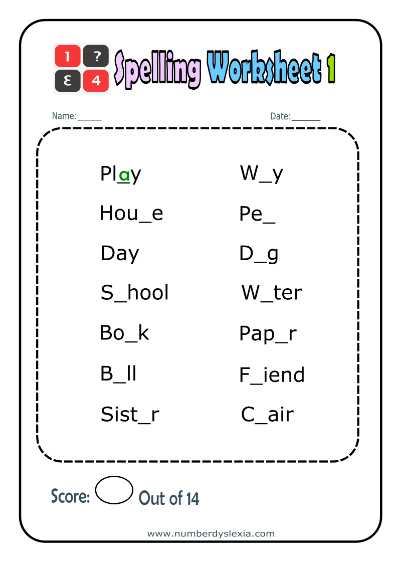 Printable Spelling Sheets
