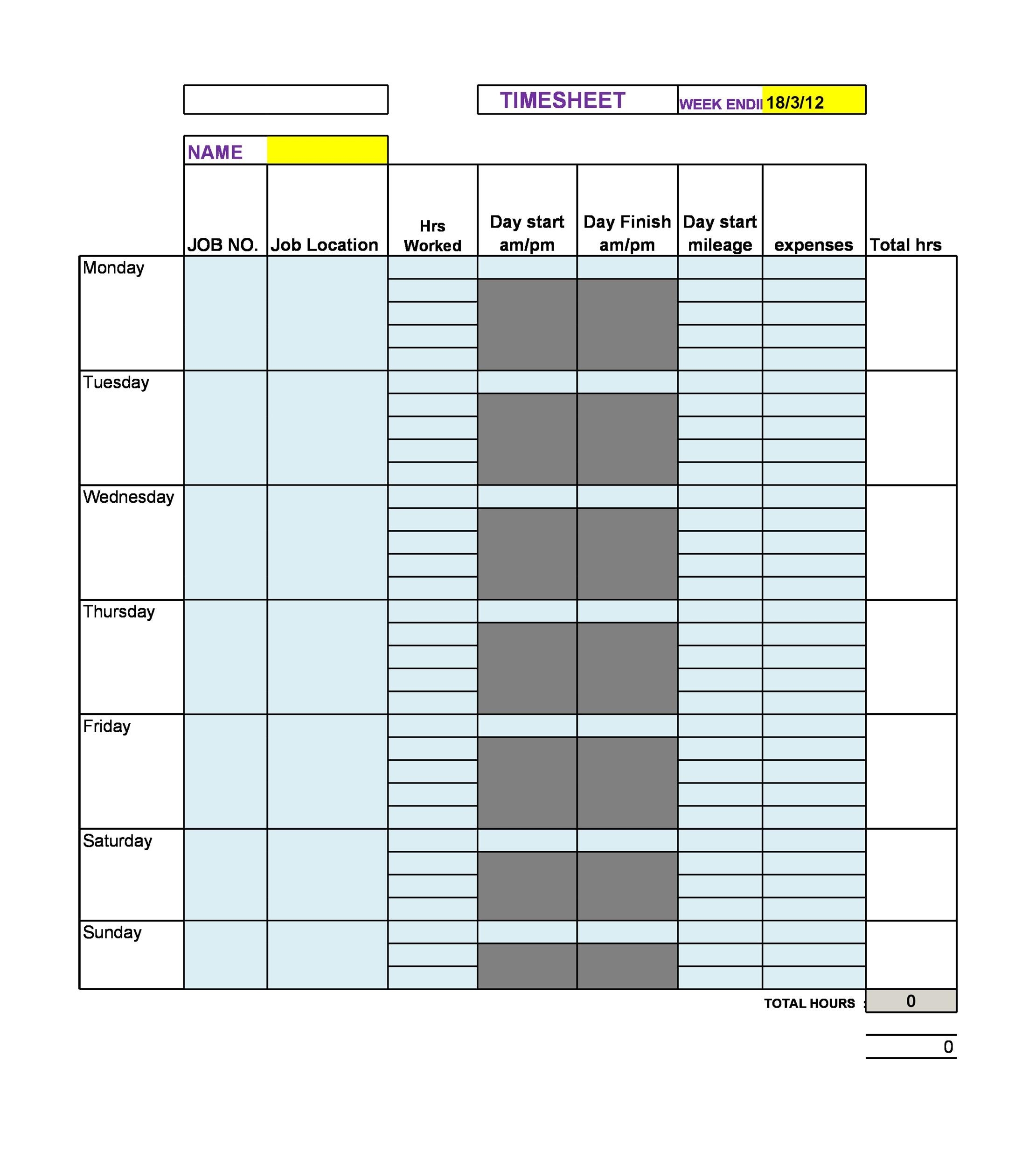 Printable Time Card Sheets