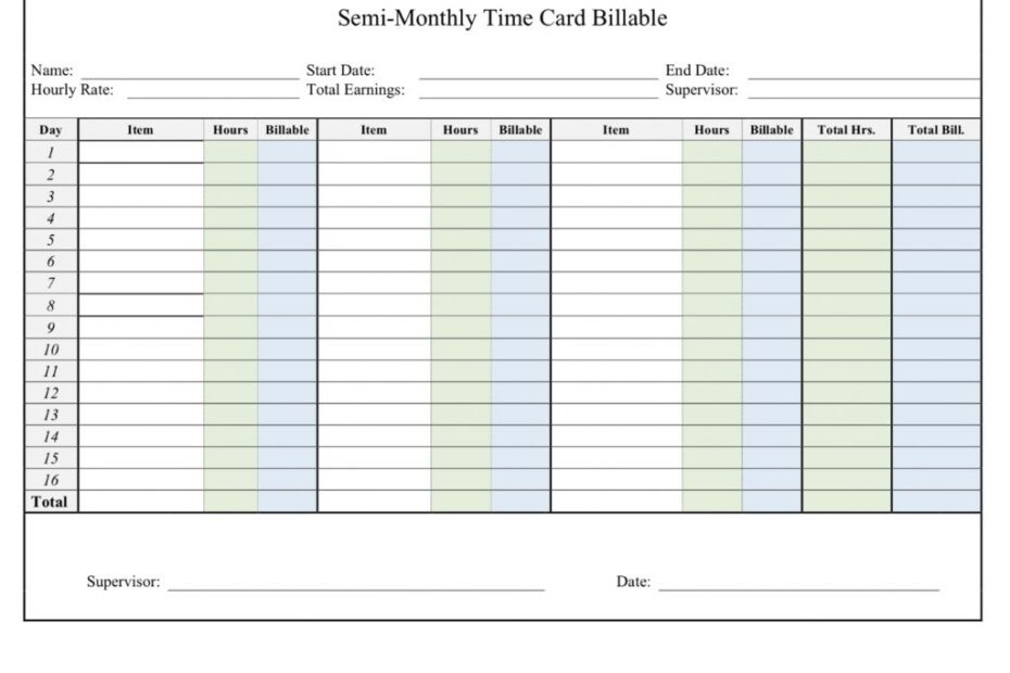 Printable Time Card Sheets Printable Free Templates