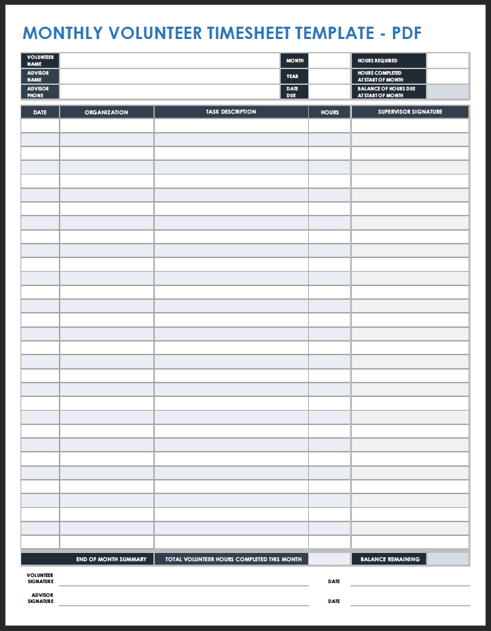 Printable Time Sheet