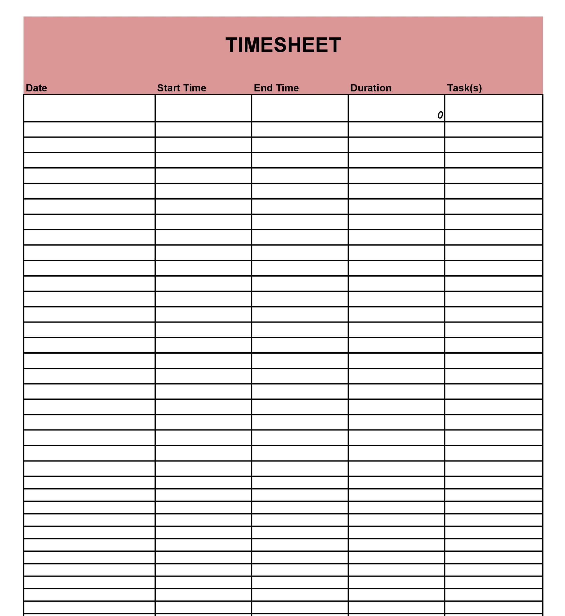 Printable Time Sheets