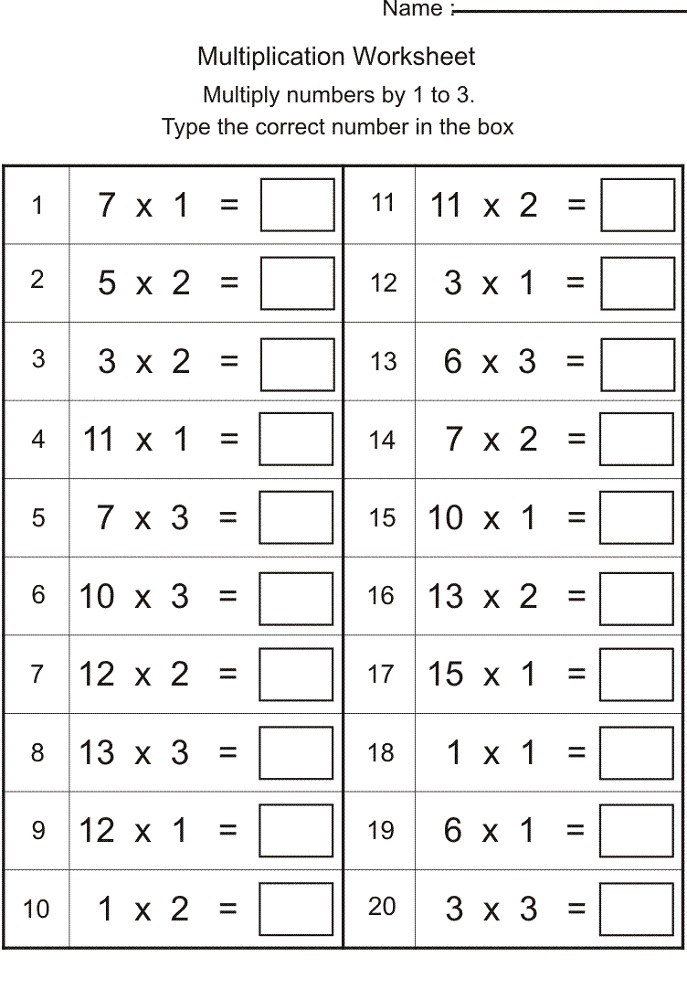 Printable Times Table Practice Sheets