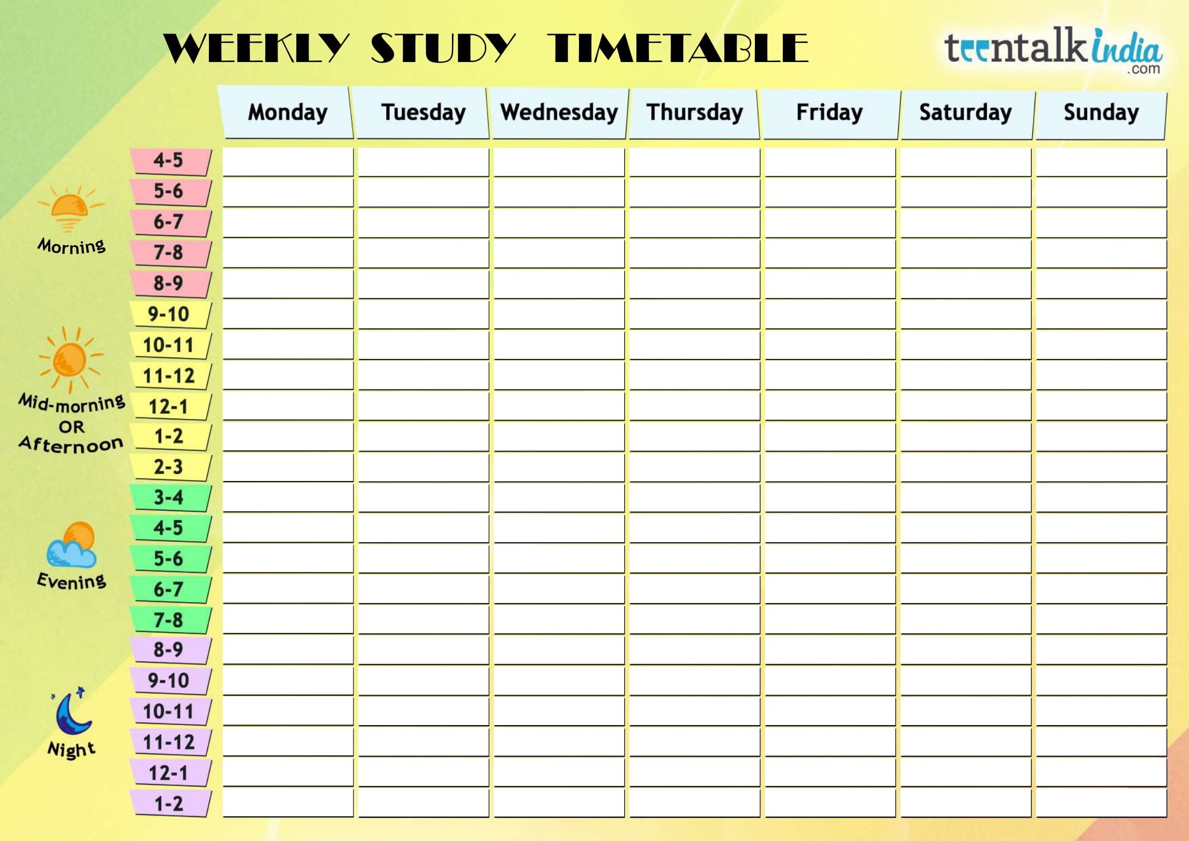Printable Timetable Sheets Free Printable Words Worksheets
