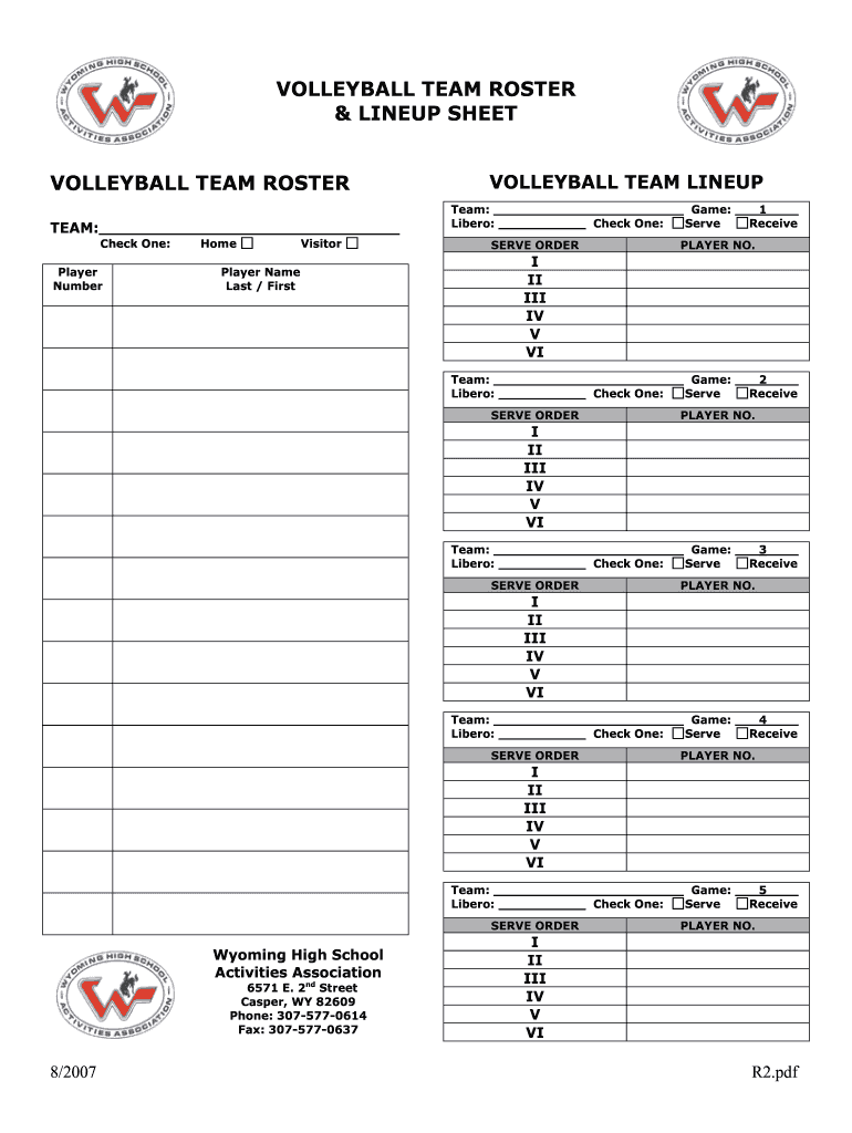 Printable Volleyball Lineup Sheet Template Free Printable