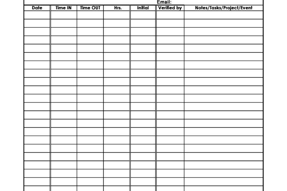 Printable Volunteer Hours Log Sheet