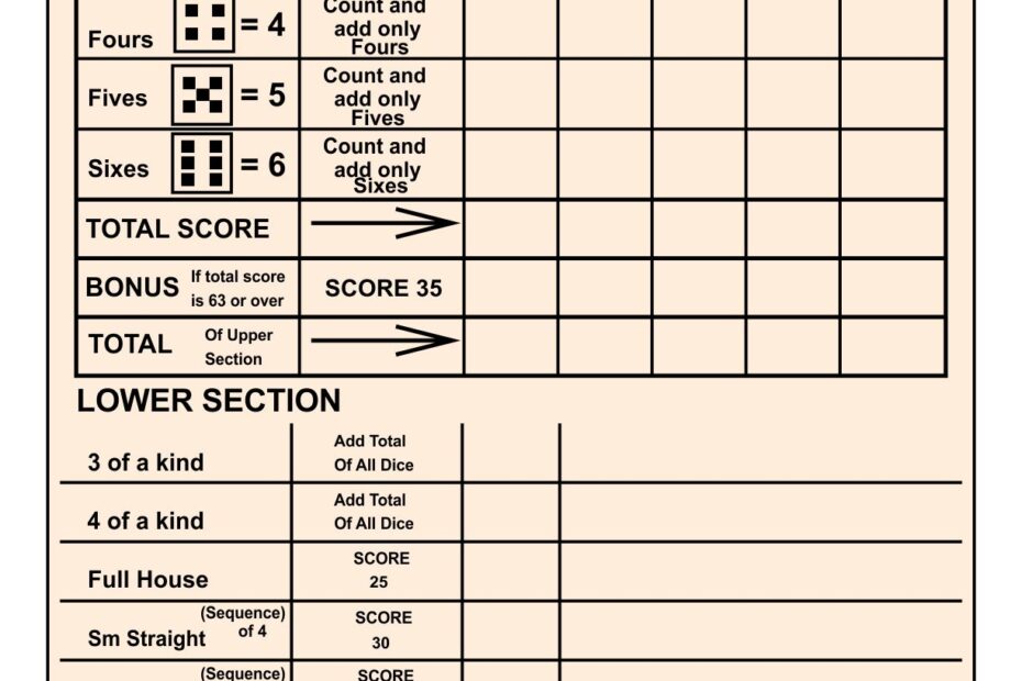 Printable Yahtzee Score Sheets Printable JD