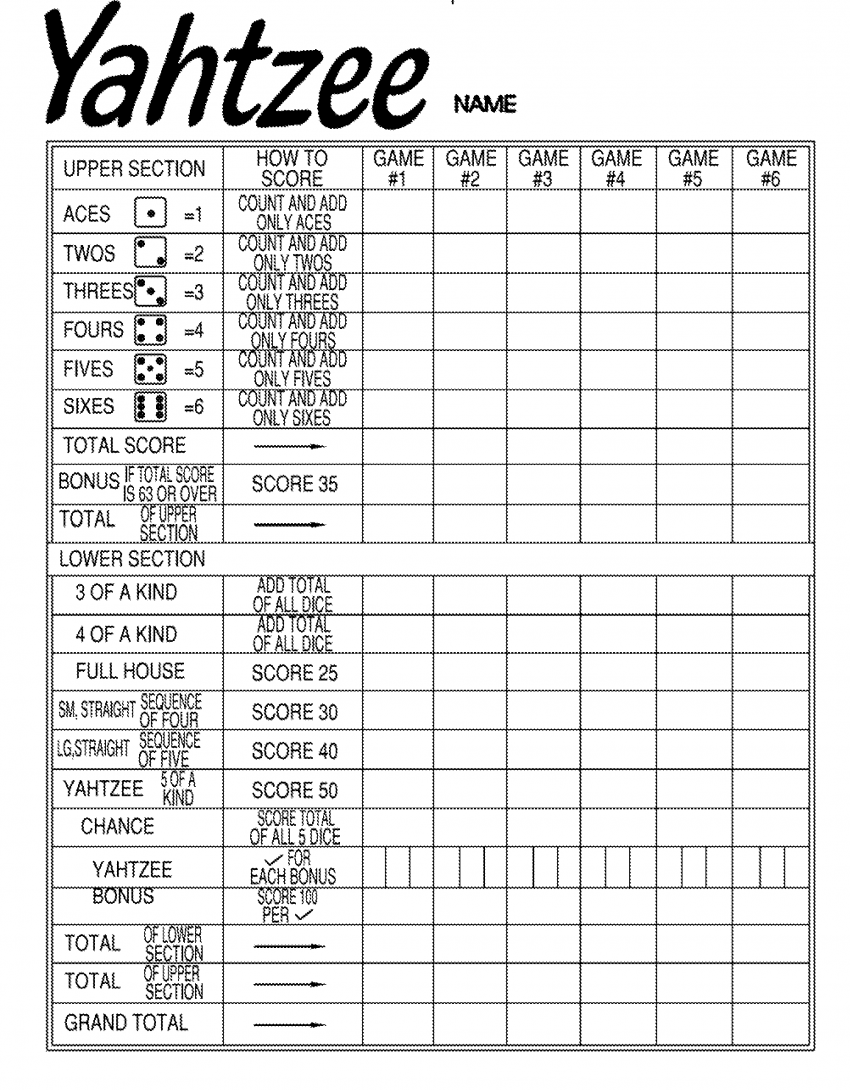 Printable Yahtzee Sheet Printable Words Worksheets