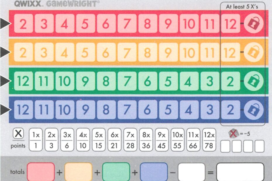Qwixx Score Sheets Printable Printable Calendar