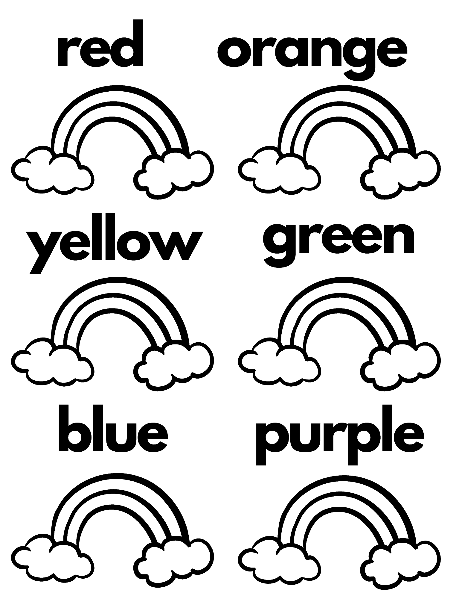 Rainbow Color Sheets Printables