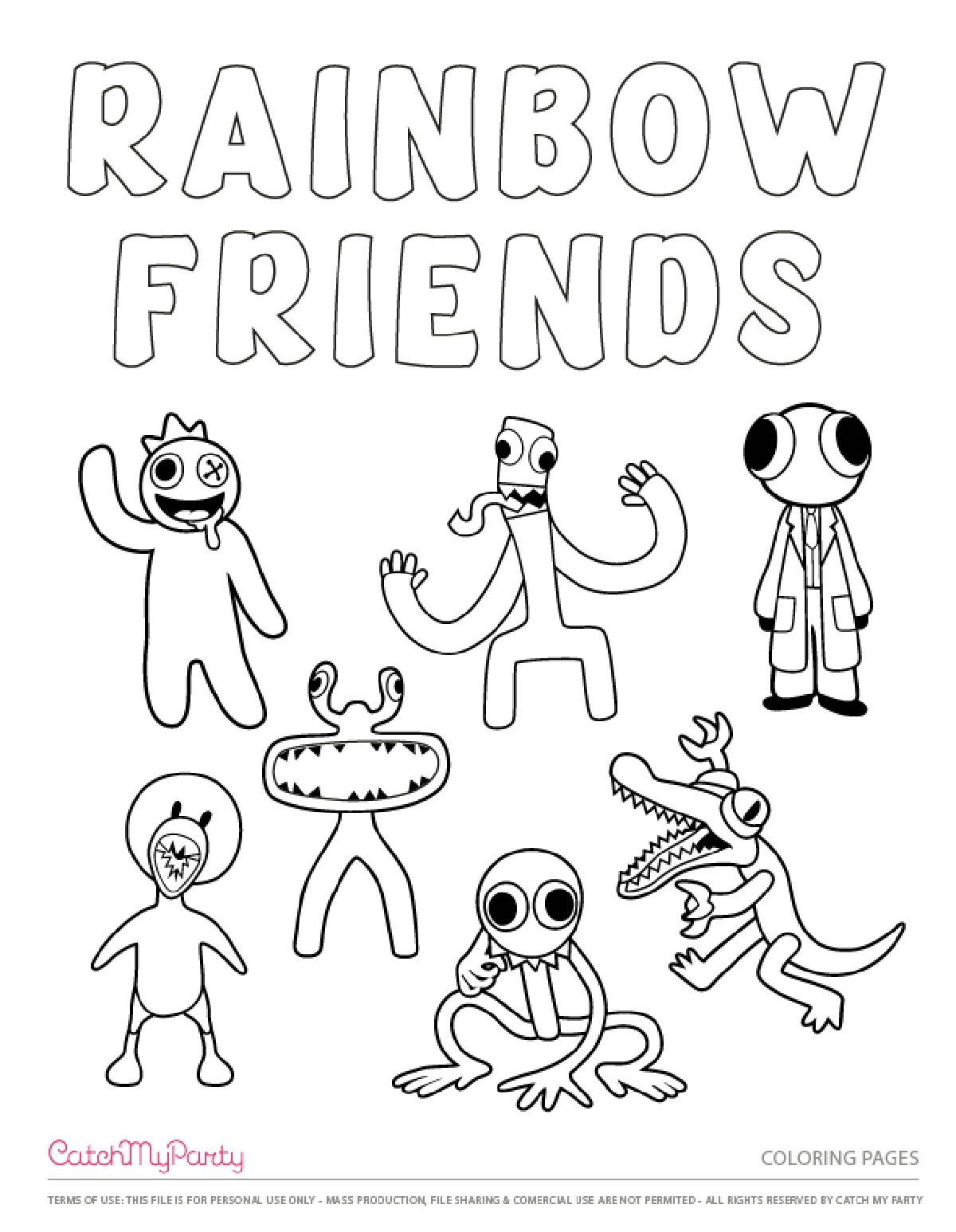 Rainbow Friends Coloring Sheet Printable Martin Printable Calendars 
