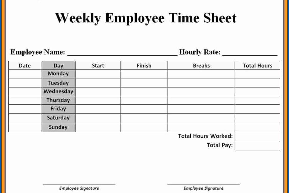 Sample Of Free Printable Time Sheets PDF Templateral