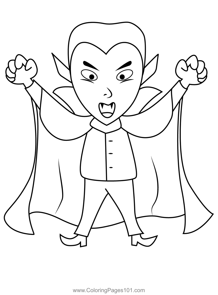 Scary Vampire Coloring Page For Kids Free Halloween Printable 