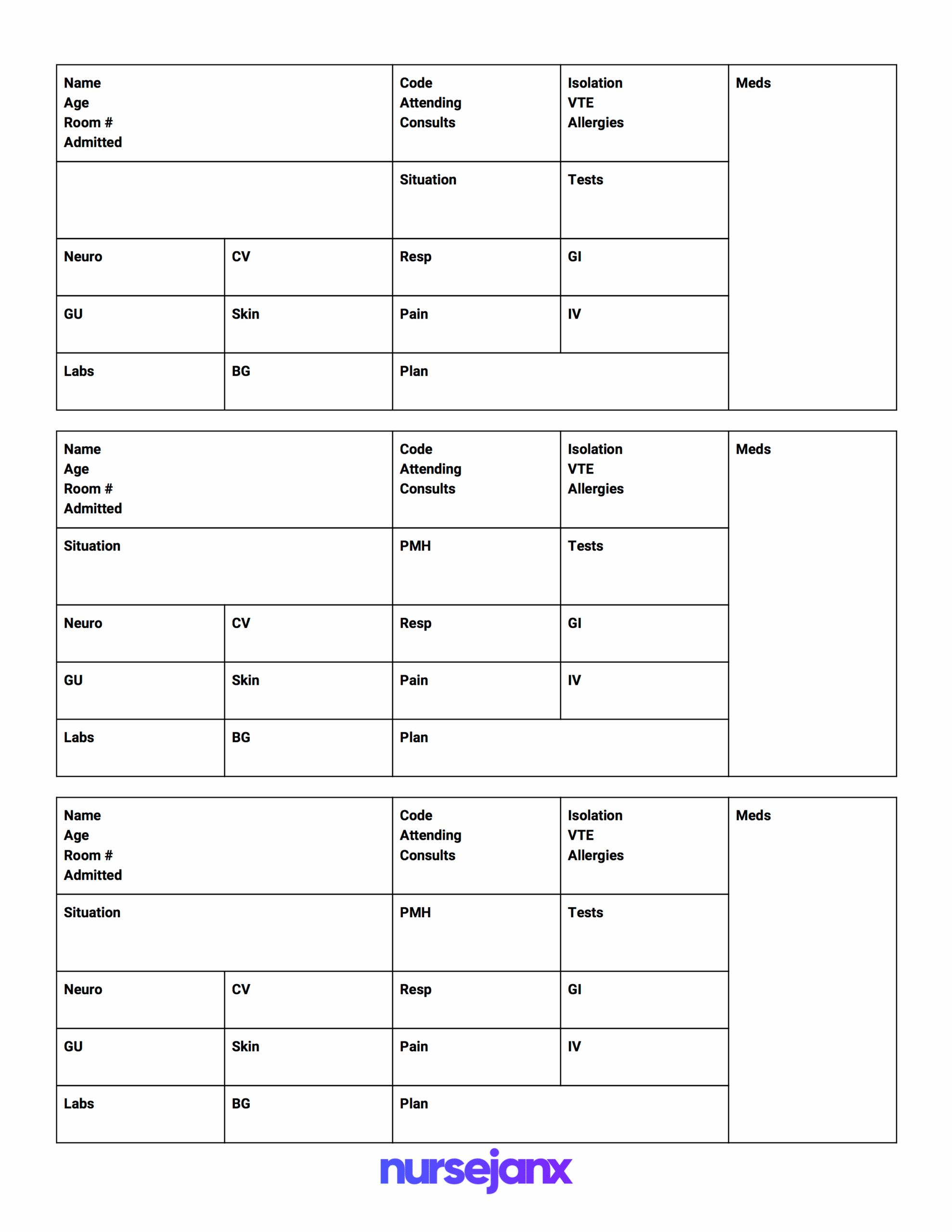 Shift Report Free Printable Nursing Report Sheet Pdf