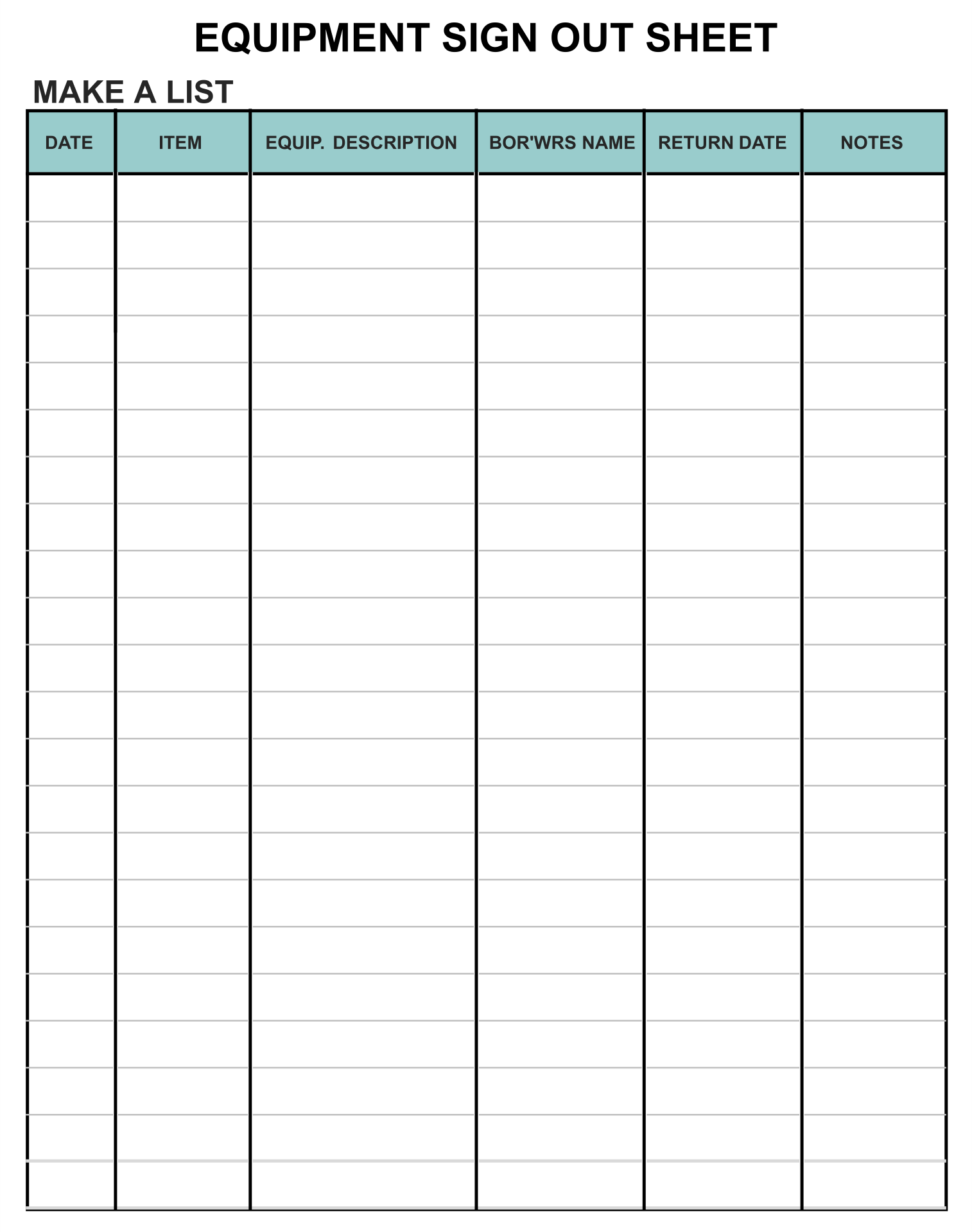 Sign Out Sheet Template 10 Free PDF Printables Printablee